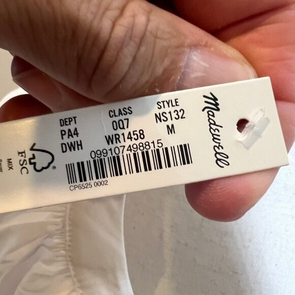 Madewell $138 Tie-Waist Button-Front Midi Dress in Poplin White Size M NS132 - Picture 7 of 8